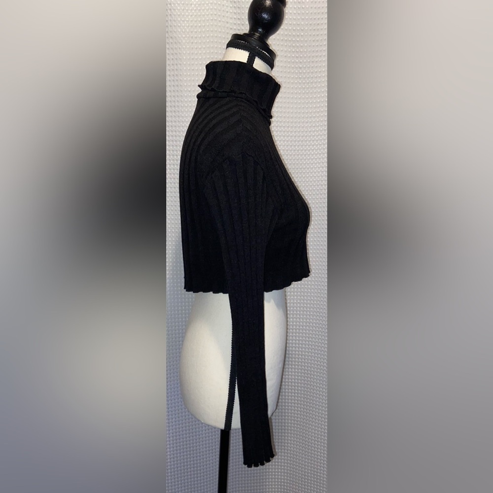 ZARA ribbed turtleneck long sleeves black crop‎ Top size small - Picture 7 of 12